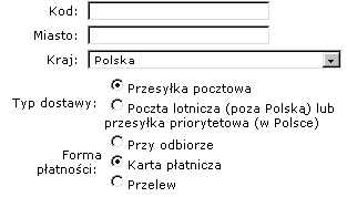 Podawanie danych do wysyki w sklepie wysylkowa.pl