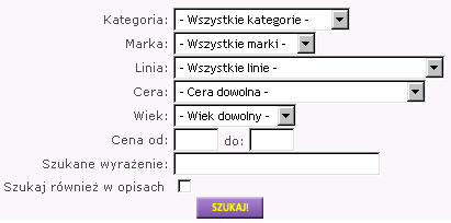 Wyszukiwarka szczegowa w perfumerii pedet.pl